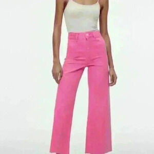 NWNT Zara fit and flare jeans two pair  yellow and pink S 6 zippers broken